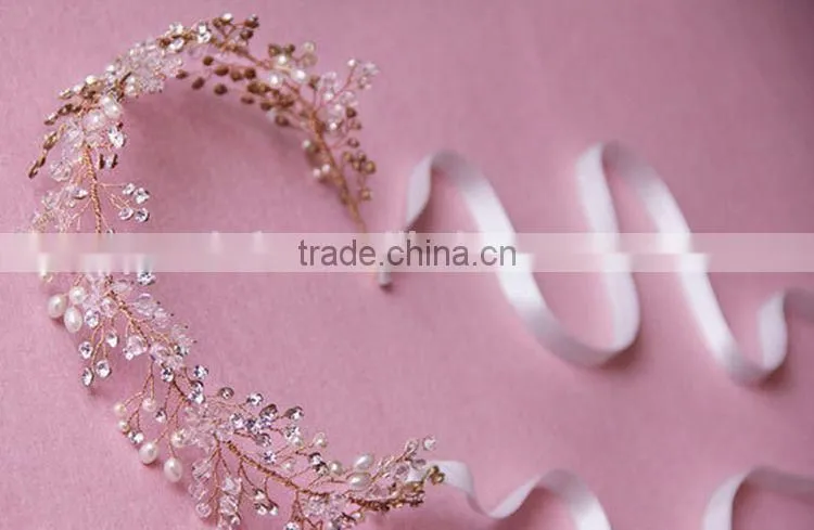 Luxury Handmade Rhinestone Pearl Hair Band New Brand Bridal Hair Accessories