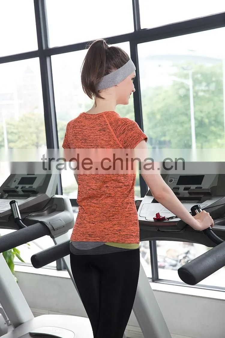 women yoga running fitness workout black print custom t-shirt