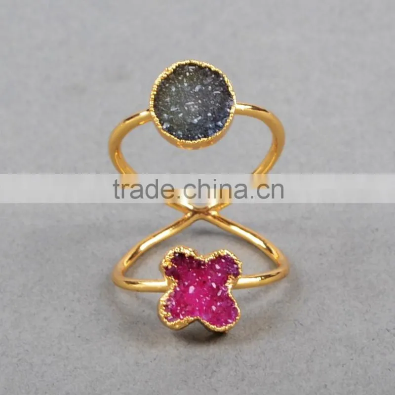 Full finger authentic druzy ring