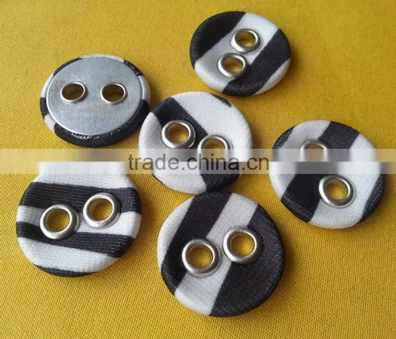 Round shape fabric covered button with eyelets --- F1517