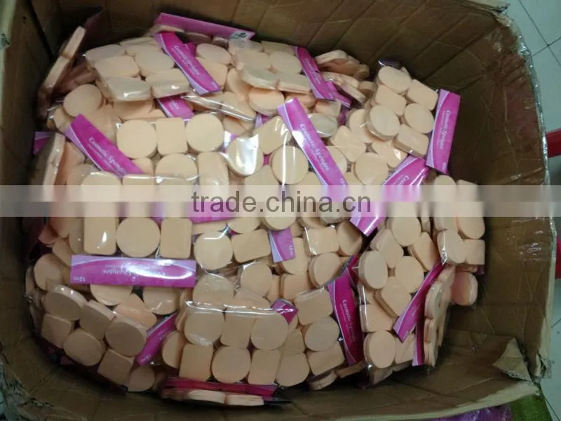 Flocking powder puff with ribbon