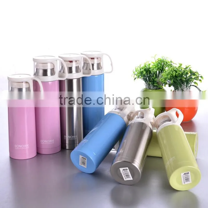 bullet shape vacuum mug bottle with handle lid