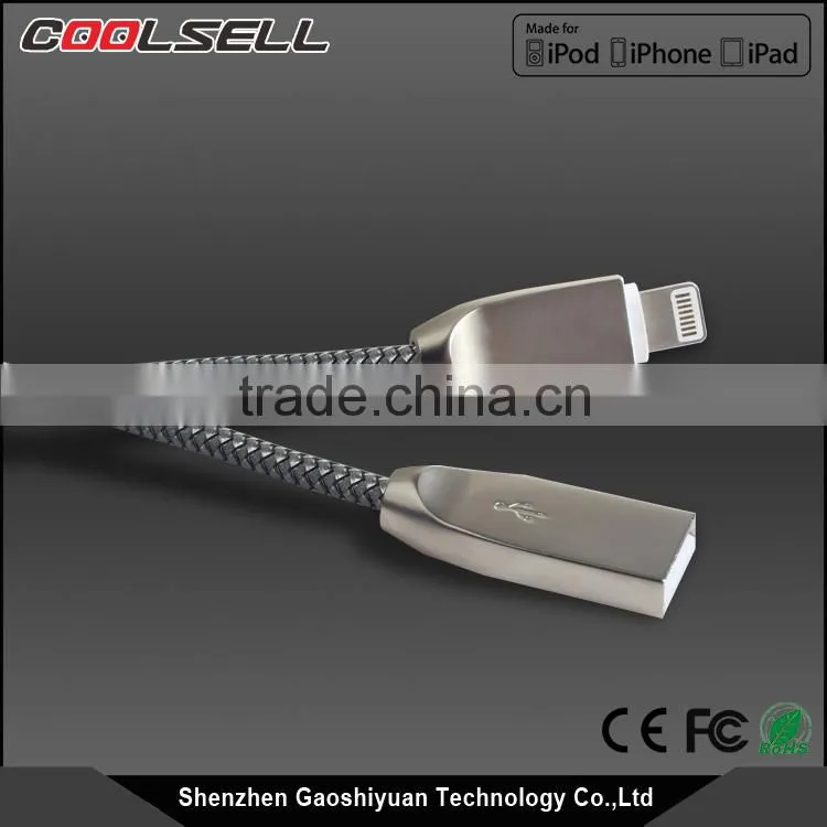 MFi certified cable nylon complex braided zinc alloy 8pin USB cable for Apple with MFi approval for iPhone7/7plus