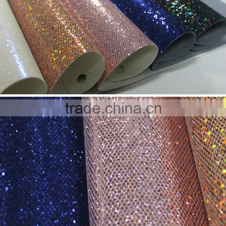 grid glitter leather for shoes and decoration colorful strip