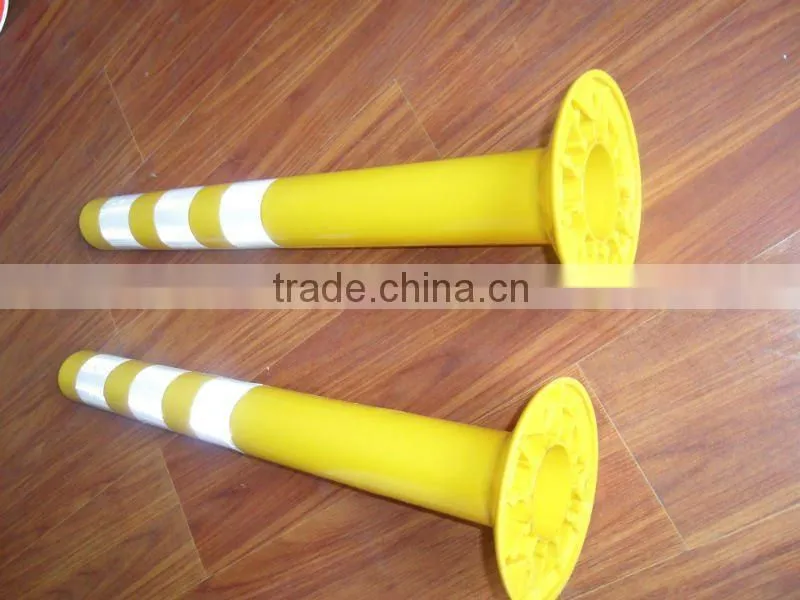 Spring post warning sign bollard / flexible delineator guide post