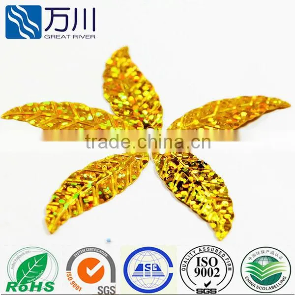 Golden Bulk Color Loose Sequin in Leaf Shape in 2014 New Design