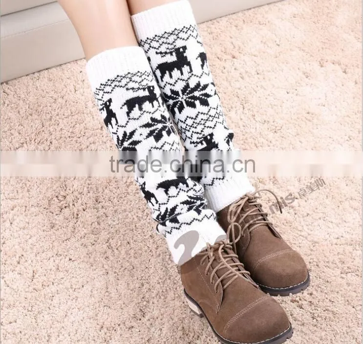 Christmas Deer Knitted Leg Warmers Leg Warmers in Camel Boot Topper Christmas Gift Soft Knitted Socks Woman Fashion Winter