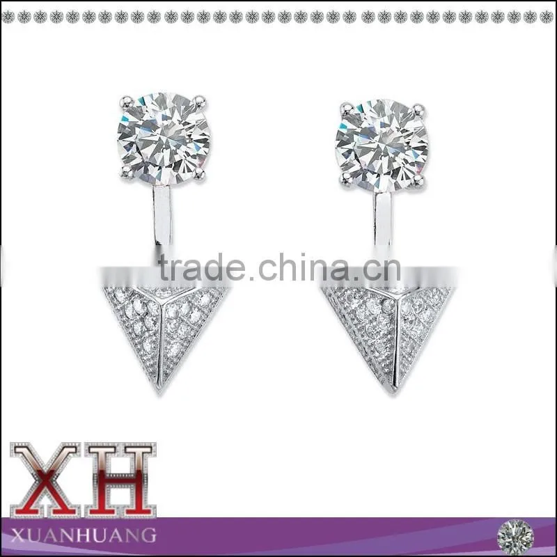 Wholesale Sterling Silver Micro Pave White CZ Pyramid Ear Jacket Earrings