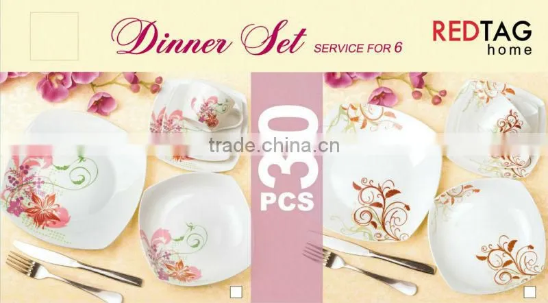 30pcs square porcelain dinner set