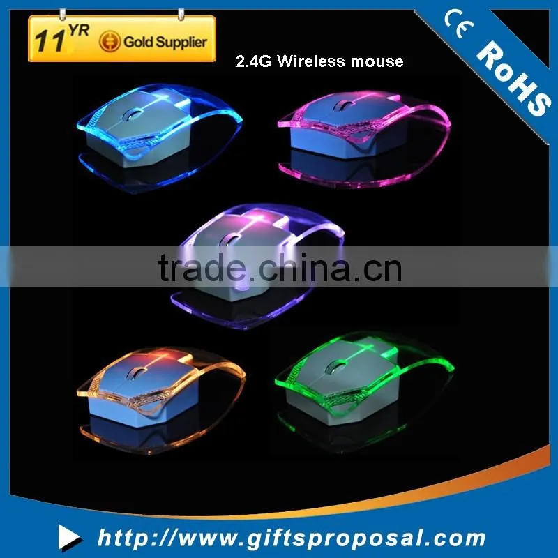 New Style Transparent Luminous Colorful Lights 2.4G Wireless Mice Mouse for Laptop PC