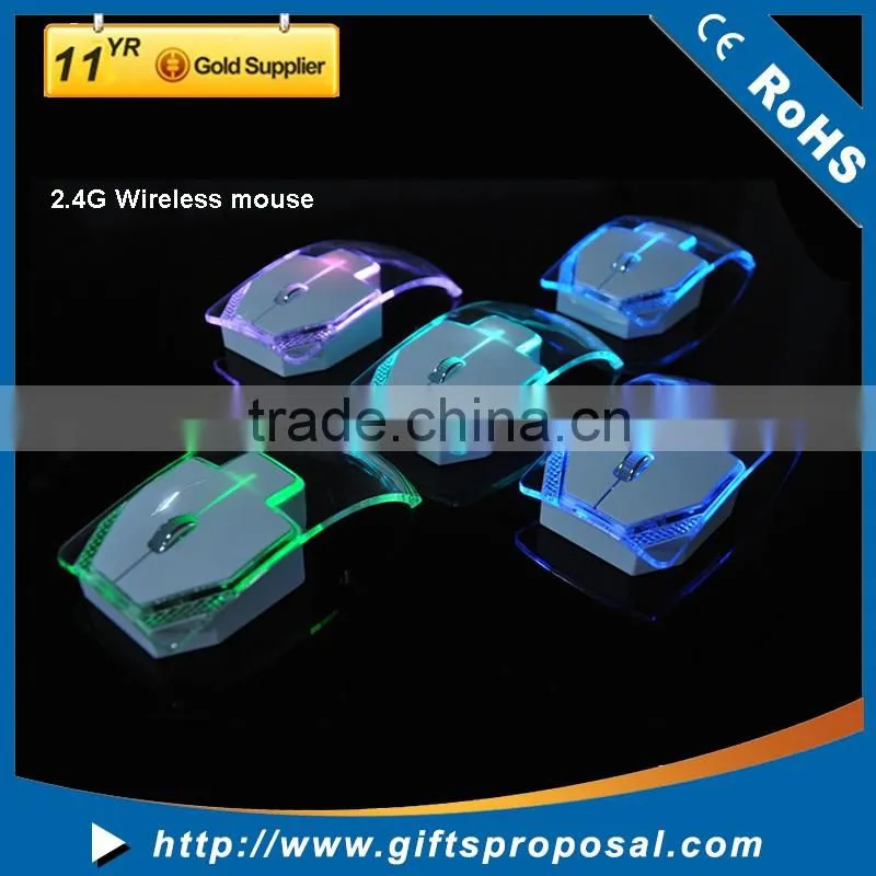 New Style Transparent Luminous Colorful Lights 2.4G Wireless Mice Mouse for Laptop PC