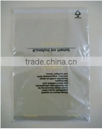 Clear self Seal Poly Bags with Suffocation Warning