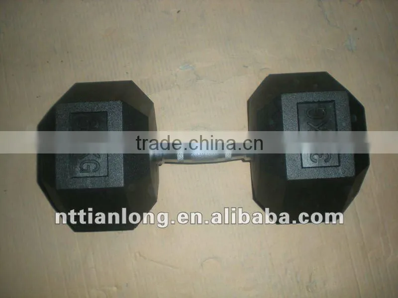 high quality fixed rubber dumbbell