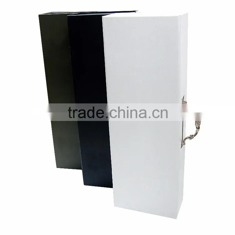 Factory Wholesale Hard Paper Folding Wine Gift Box With Handle .
