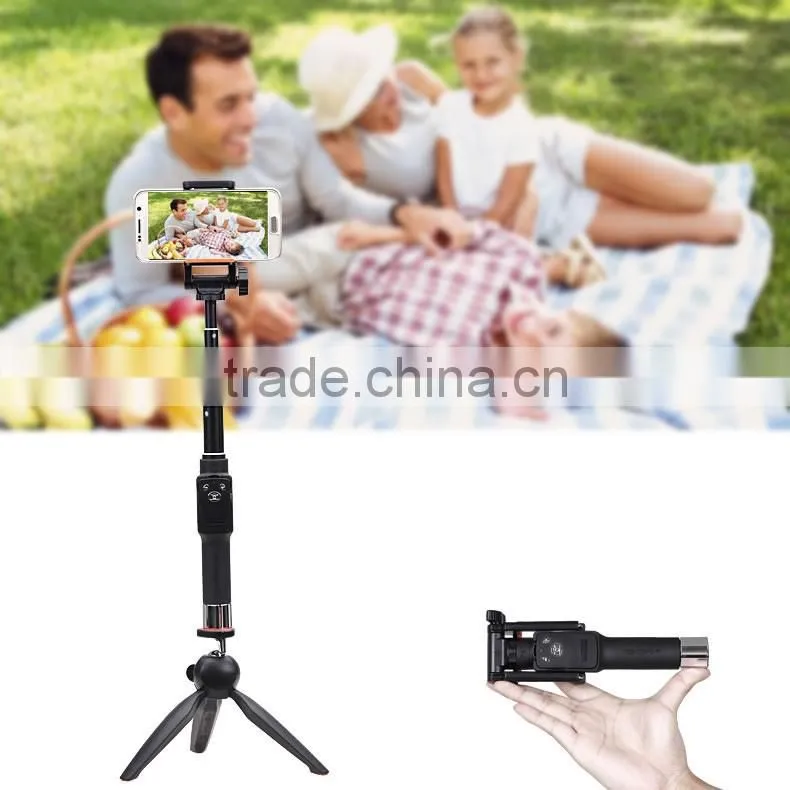 New wholesale monopod selfie stick with bluetooth shutter button YT888