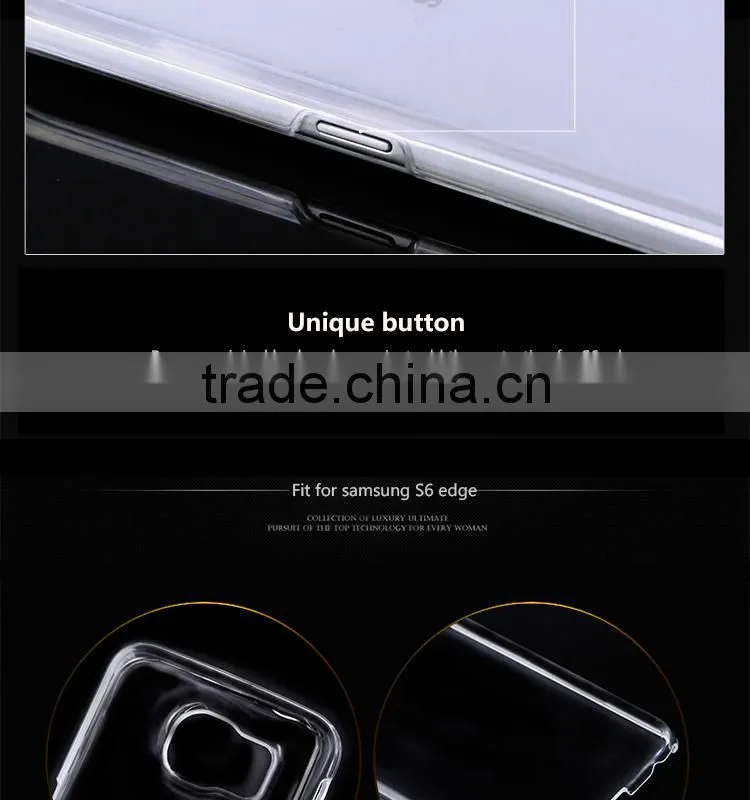 No Bubble and smooth surface transparent gel PC case for Samsung for Samsung S6 edge