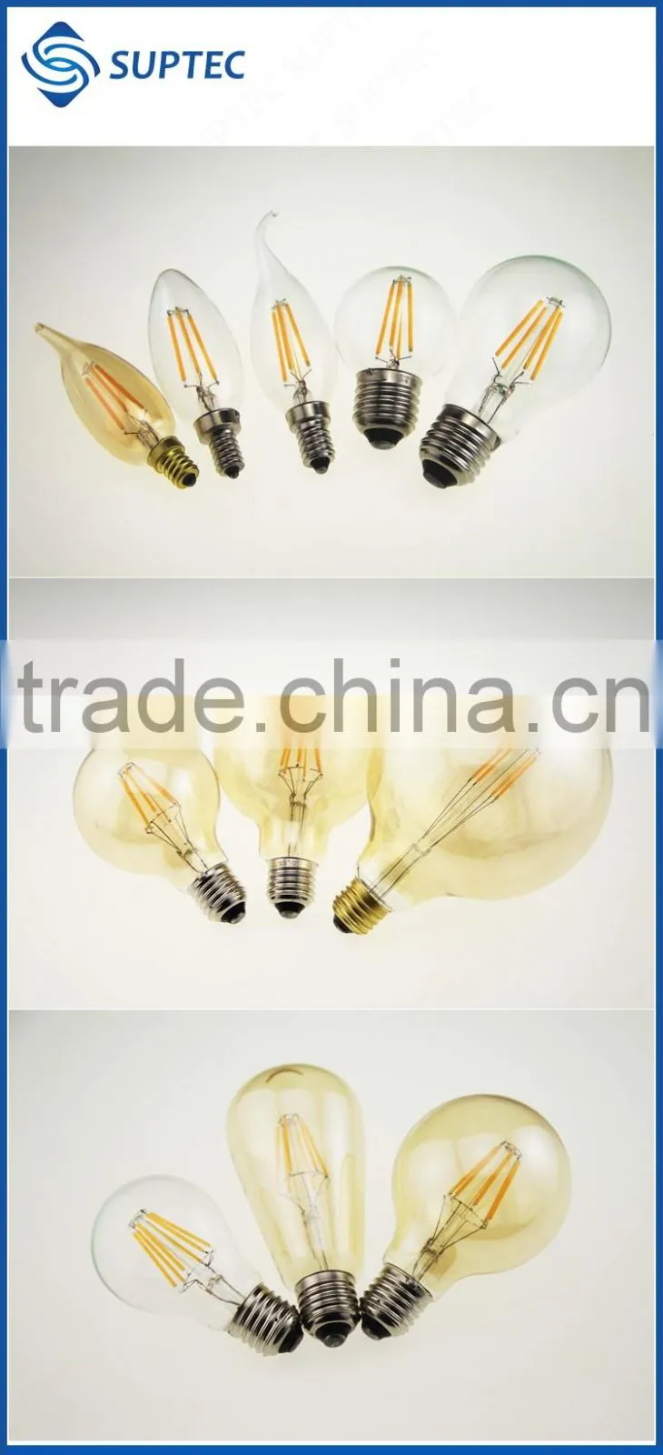 6W 600-660lm E27 Amber ST58 LED Filament Bulb