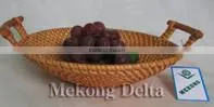 Woven Full Rattan Fruit Basket Carbonized Color