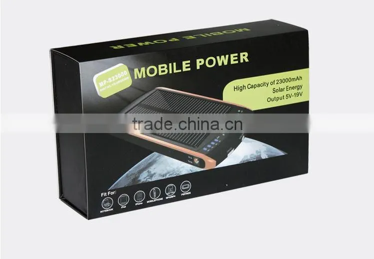Big capacity Portable laptop power solar bank 23000