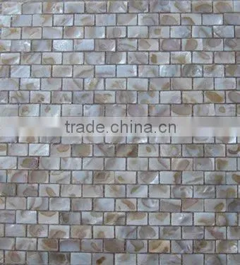 Natural river mother of pearl tile with pattern on mesh