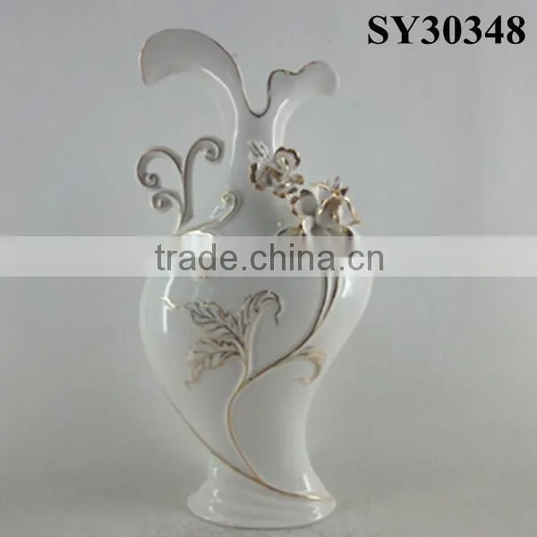 Decorative white ceramic and porcelain vases