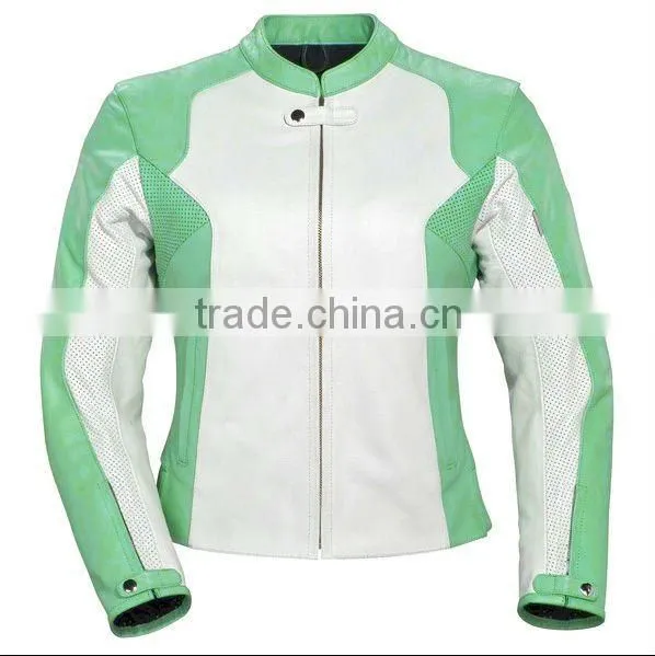 Ladies Perforated Motorbike Leather Jacket