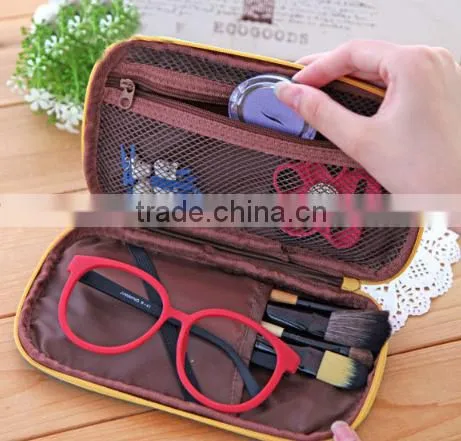 England style animal print plain canvas zipper school pencil case