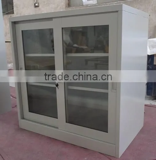Half height glass silding door modern TV cabinet cupboard for office