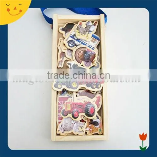 Custom design decorational car shape magnetic wooden puzzle
