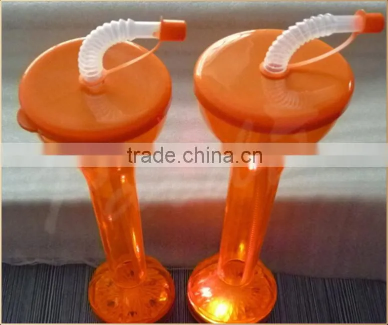 Promotional led beer yard glass,flashing led plastic yard glass
