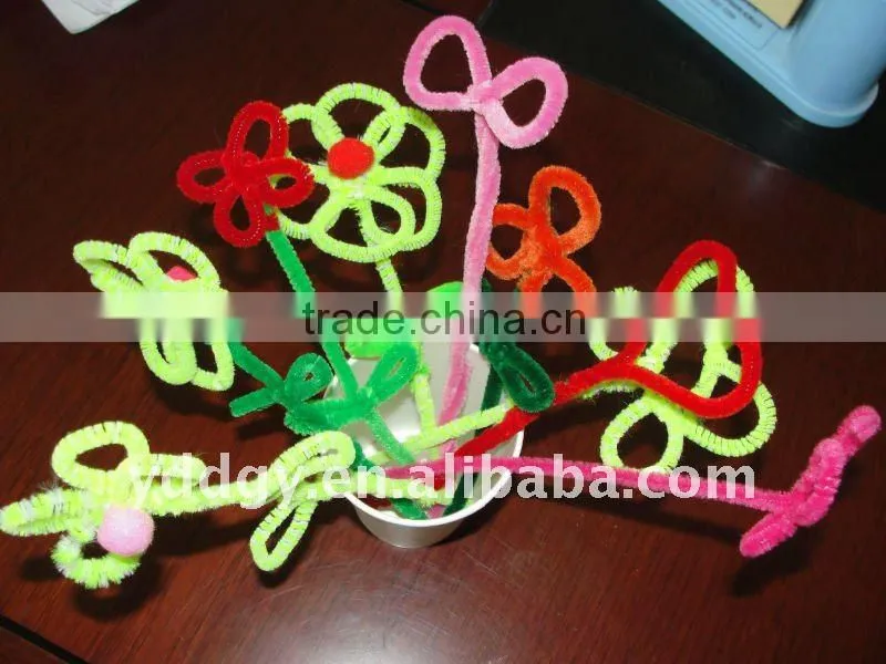 Factory supply chenille stems and pompoms for diy crafts or decoration