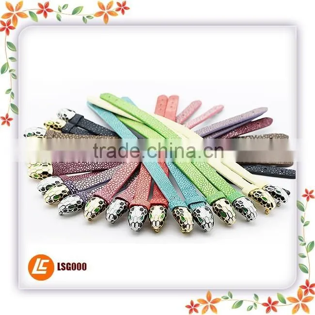 2016 Charming Design Red Sting Ray Leather Bracelet Flat Fish Skin Leather Wristband Bangle
