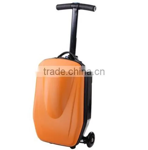 Multi Function orange color business roller scooter suitcase