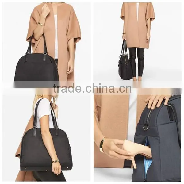 trim leather overnight travel laptop tote bag with shoes compartment