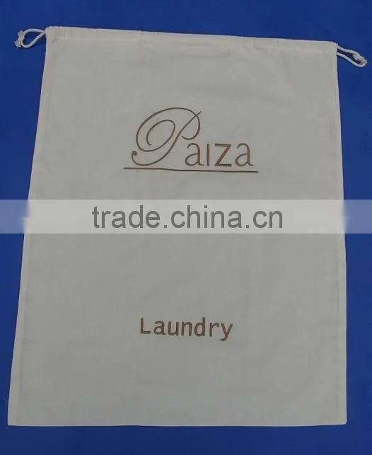 Wholesale natural cotton drawstring laundry bag