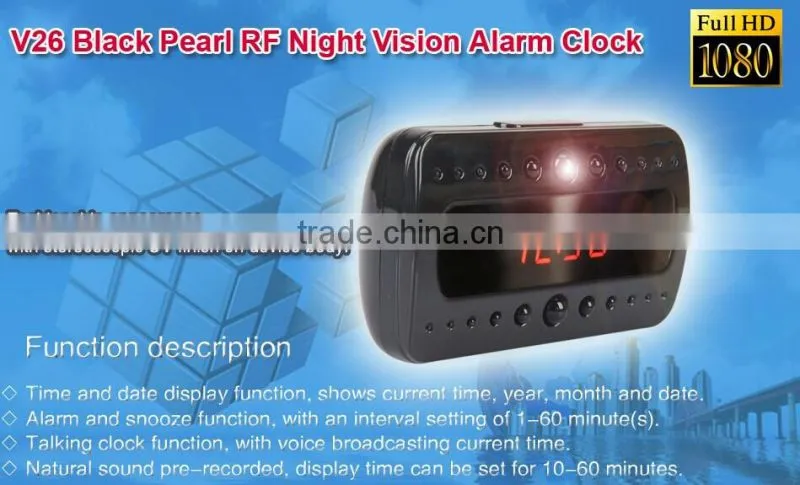 5 million CMOS Full HD mini alarm clock camera