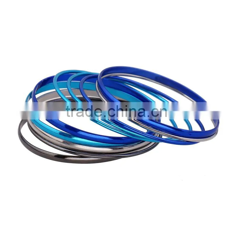 Free sample new design simple multi color stainless steel bracelet set