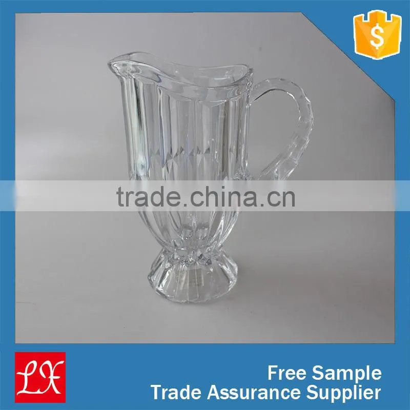 clear glass water pitcher with rhombus design