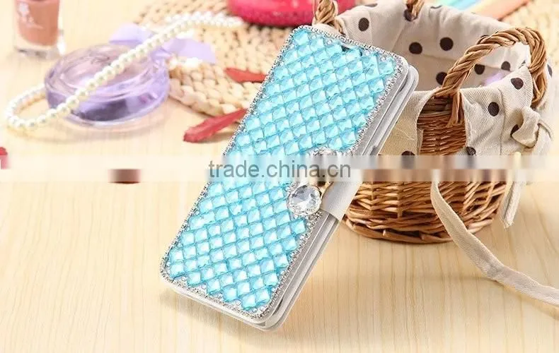 Luxury Leather Bling Crystal Diamond Bow Wallet Case for S7/S7 edge .For iphone 6/6s bling crystal wallet case
