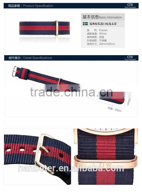Colorful stripe rose gold buckle changeable 28mm watch strap for vogue men watches
