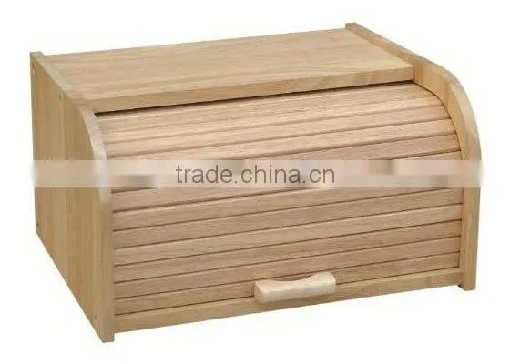 Custom Vertical Wood Bread Storage Bin with Removable Lid and Handle for Bread and Cake Storage