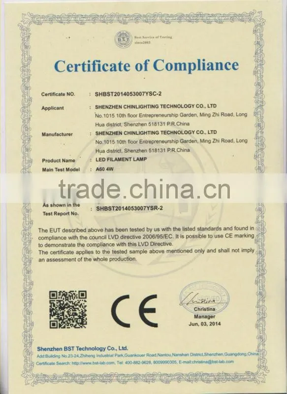 Hot sale LED C35 E12 2W LED filament Bulb