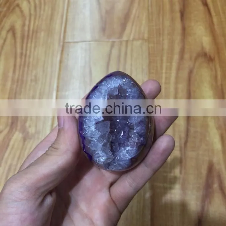 Natural Agate Smile Crystal Geode Egg Ornaments For Sale