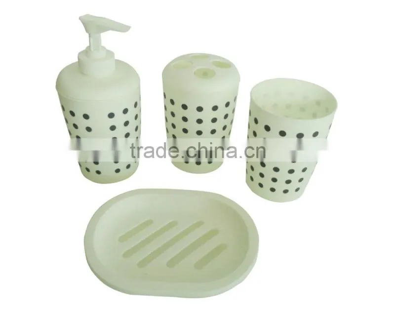 Eco-Friendly Feature and plastic pp bathroom set with plastic soap dispenser