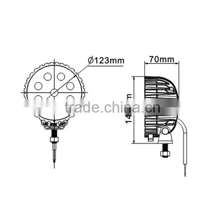 12v 24v Super bright waterproof round 27w led work light for tractor