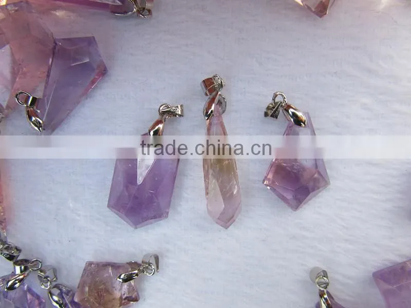 Wholesale amethyst crystal Pendant with stainless steel