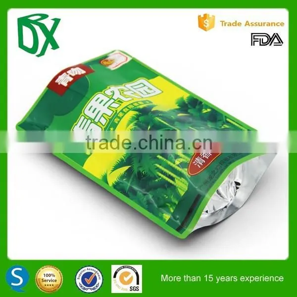 Manufacturer gravure Printing Surface biodegradable feature stand up plastic pouch with zipper for jujube packing