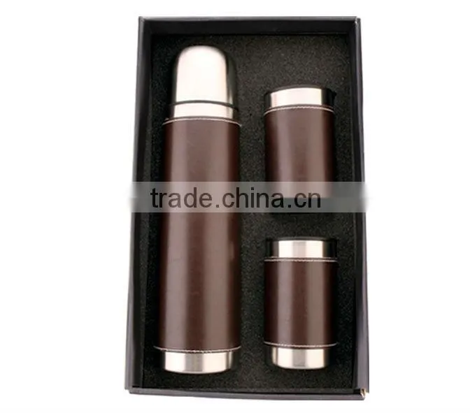 500ml stainles steel vacuum flask gift sets and 2 coffee mug