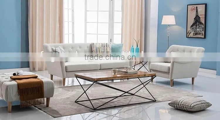 modern nordic style wooden legs sofa furniture button tufted fabric upholstered sofa set