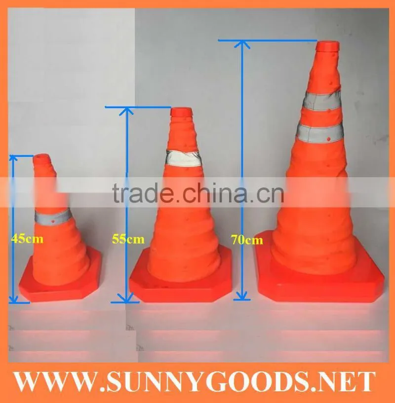 height 700mm retractable glow in the dark traffic cone